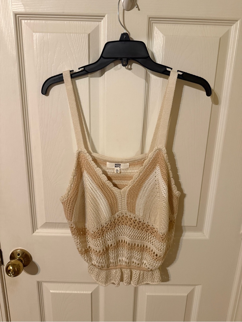 Beige and Cream Crochet Tank Top
